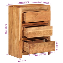 Drawer Cabinet 55x33x75 cm Solid Wood Acacia