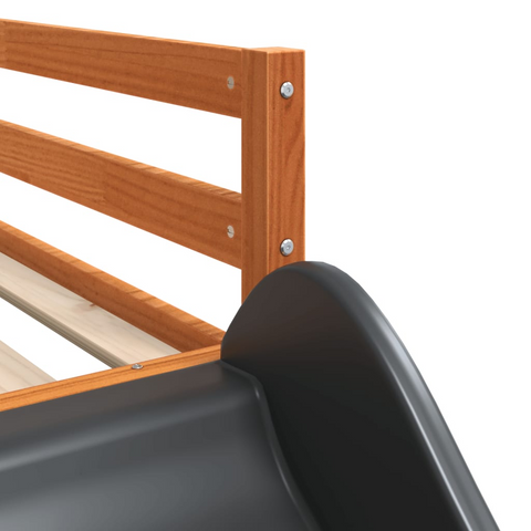 Wooden Bunk Bed with Slide for Kids, White and Black, 90x190 cm Single, Pine Wood Frame with Safety Guardrails