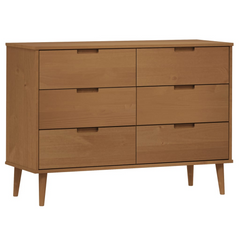 Drawer Cabinet MOLDE Brown 113x40x80 cm Solid Wood Pine