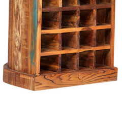 Boat-Shaped Solid Reclaimed Wood Wine Rack with 16 Bottle Compartments, Drawer, and Shelves - 50x40x180 cm