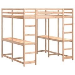 Solid Wood Pine Loft Bed with Desk & Ladder, 160x200 cm - Space-Saving & Durable