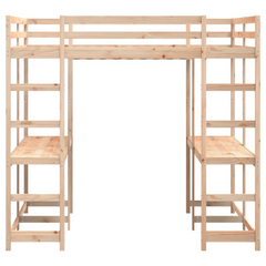 Solid Wood Pine Loft Bed with Desk & Ladder, 160x200 cm - Space-Saving & Durable