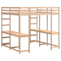 Solid Wood Pine Loft Bed with Desk & Ladder, 160x200 cm - Space-Saving & Durable