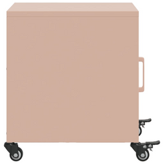 Stylish Pink Bedside Cabinet - Cold-Rolled Steel, 36x38.5x43.5 cm, Easy to Move with Wheels