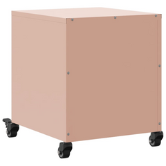 Stylish Pink Bedside Cabinet - Cold-Rolled Steel, 36x38.5x43.5 cm, Easy to Move with Wheels