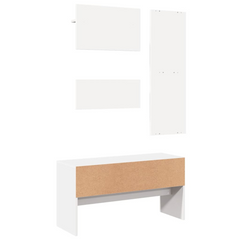 4 Piece Hallway Furniture Set - Elegant White Engineered Wood Entryway Solution