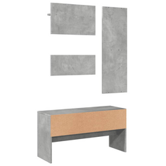 4 Piece Hallway Furniture Set - Concrete Grey Engineered Wood, Stylish Entryway Organizer