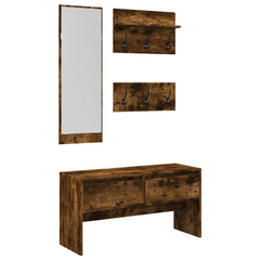 Hallway Furniture Set - 4 Piece, Smoked Oak Finish, Space-Saving Design