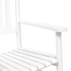 Solid Wood Poplar Rocking Chair with Foldable Table - White, Comfortable & Durable Outdoor Furniture Set