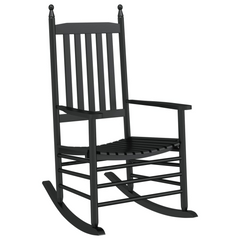 Black Solid Wood Poplar Rocking Chair with Foldable Table - Outdoor and Indoor Comfort