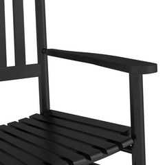 Black Solid Wood Poplar Rocking Chair with Foldable Table - Outdoor and Indoor Comfort