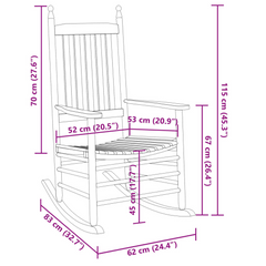 Black Solid Wood Poplar Rocking Chair with Foldable Table - Outdoor and Indoor Comfort