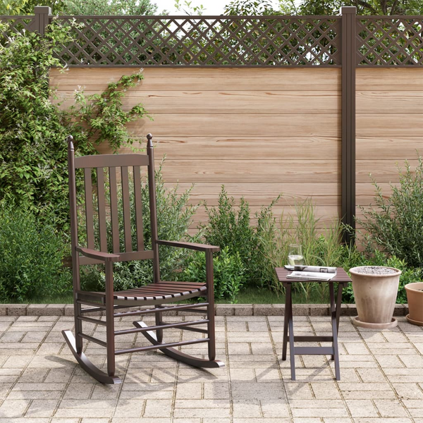 Solid Wood Poplar Rocking Chair with Foldable Table in Brown – Perfect for Indoor and Outdoor Relaxation