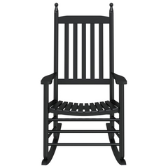 Black Solid Wood Poplar Rocking Chairs with Ergonomic Curved Seats - Set of 2