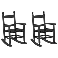 Rocking Chairs for Children - 2 pcs Black Solid Wood Poplar, Ideal for Ages 3-6