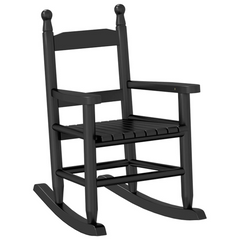 Rocking Chairs for Children - 2 pcs Black Solid Wood Poplar, Ideal for Ages 3-6