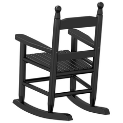 Rocking Chairs for Children - 2 pcs Black Solid Wood Poplar, Ideal for Ages 3-6