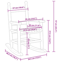 Rocking Chairs for Children - 2 pcs Black Solid Wood Poplar, Ideal for Ages 3-6