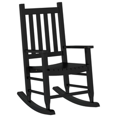 Black Wooden Rocking Chairs for Children - Set of 2, Durable Poplar Wood, Indoor & Outdoor Use