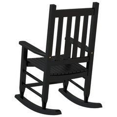 Black Wooden Rocking Chairs for Children - Set of 2, Durable Poplar Wood, Indoor & Outdoor Use