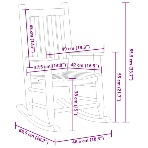 Black Wooden Rocking Chairs for Children - Set of 2, Durable Poplar Wood, Indoor & Outdoor Use