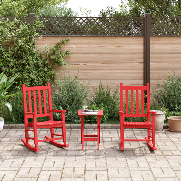 Red Solid Wood Poplar Rocking Chairs for Children - Set of 2 - Durable & Comfortable