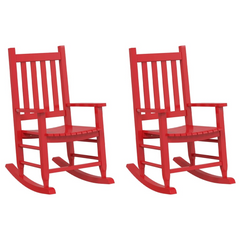 Red Solid Wood Poplar Rocking Chairs for Children - Set of 2 - Durable & Comfortable