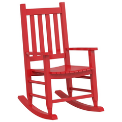 Red Solid Wood Poplar Rocking Chairs for Children - Set of 2 - Durable & Comfortable