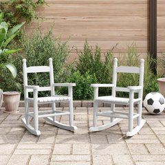 Set of 2 White Solid Wood Poplar Rocking Chairs for Children - Perfect for Kids Ages 3-6