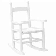 Set of 2 White Solid Wood Poplar Rocking Chairs for Children - Perfect for Kids Ages 3-6