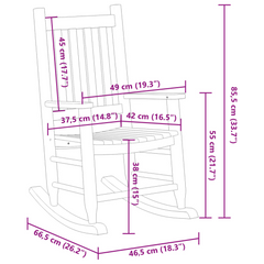 Set of 2 White Solid Wood Poplar Rocking Chairs for Children - Perfect for Kids Ages 3-6