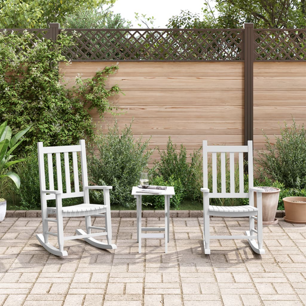 Children's Wooden Rocking Chairs – Set of 2, White Solid Poplar Wood, Ages 6-12, Safe and Comfortable Design