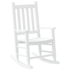 Children's Wooden Rocking Chairs – Set of 2, White Solid Poplar Wood, Ages 6-12, Safe and Comfortable Design