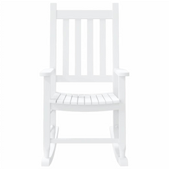 Children's Wooden Rocking Chairs – Set of 2, White Solid Poplar Wood, Ages 6-12, Safe and Comfortable Design