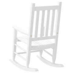 Children's Wooden Rocking Chairs – Set of 2, White Solid Poplar Wood, Ages 6-12, Safe and Comfortable Design