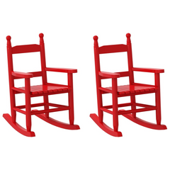 Children's Rocking Chairs - Set of 2, Red Solid Wood Poplar - Safe, Durable & Stylish