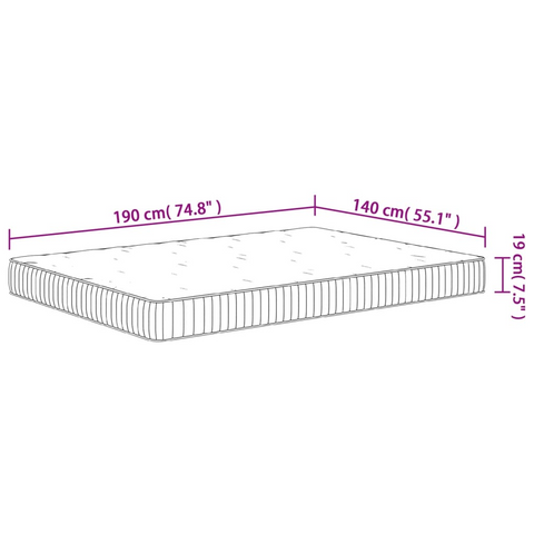 140x190 cm Medium Pocket Spring Mattress – Enhanced Comfort & Support