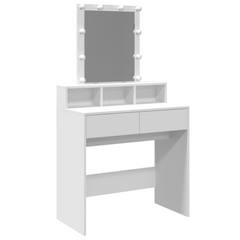 Stylish Dressing Table with LED Lights, White, 80x41x144.5 cm - Perfect for Modern Bedrooms