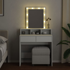 Stylish Dressing Table with LED Lights, White, 80x41x144.5 cm - Perfect for Modern Bedrooms