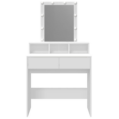 Stylish Dressing Table with LED Lights, White, 80x41x144.5 cm - Perfect for Modern Bedrooms