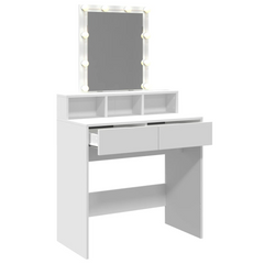 Stylish Dressing Table with LED Lights, White, 80x41x144.5 cm - Perfect for Modern Bedrooms