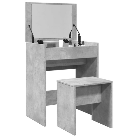 Concrete Grey Dressing Table with Mirror & Stool - 60x40x113.5 cm - Stylish & Functional Vanity Desk