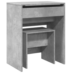 Concrete Grey Dressing Table with Mirror & Stool - 60x40x113.5 cm - Stylish & Functional Vanity Desk