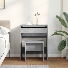 Concrete Grey Dressing Table with Mirror & Stool - 60x40x113.5 cm - Stylish & Functional Vanity Desk