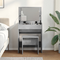 Concrete Grey Dressing Table with Mirror & Stool - 60x40x113.5 cm - Stylish & Functional Vanity Desk