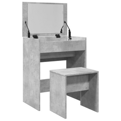 Concrete Grey Dressing Table with Mirror & Stool - 60x40x113.5 cm - Stylish & Functional Vanity Desk