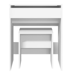 White Dressing Table and Stool with Mirror - 60x40x113.5 cm, Engineered Wood & Glass