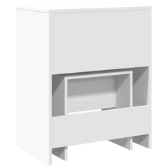 White Dressing Table and Stool with Mirror - 60x40x113.5 cm, Engineered Wood & Glass