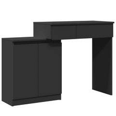 Black Dressing Table with LED Mirror, Ample Storage, and Elegant Design - 115x37x110.5 cm