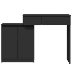 Black Dressing Table with LED Mirror, Ample Storage, and Elegant Design - 115x37x110.5 cm